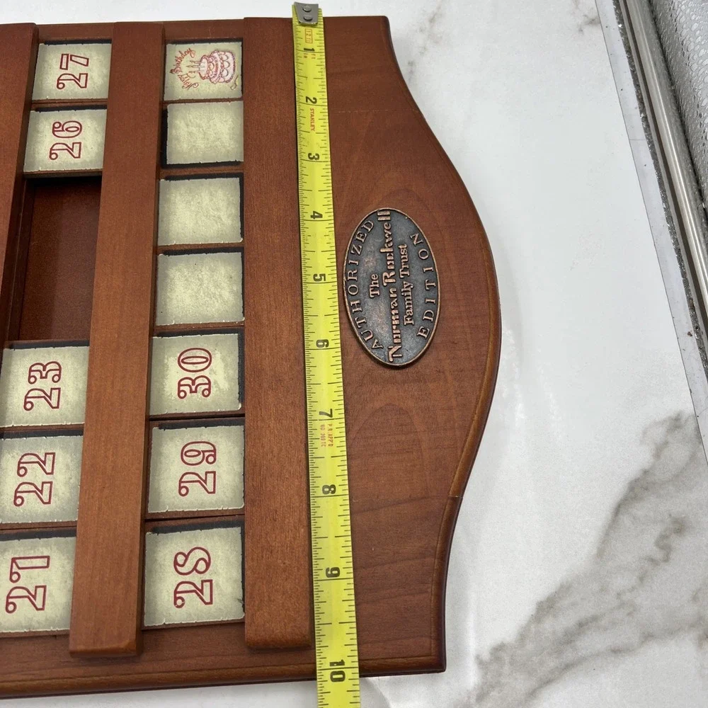 Norman Rockwell Perpetual Calendar Wood Wall Hanging Missing Number Tiles